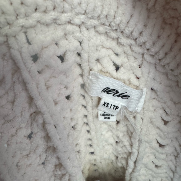 Aerie Half Zip oversized Cable Knit Sweater Cream Pullover XS - Picture 8 of 8